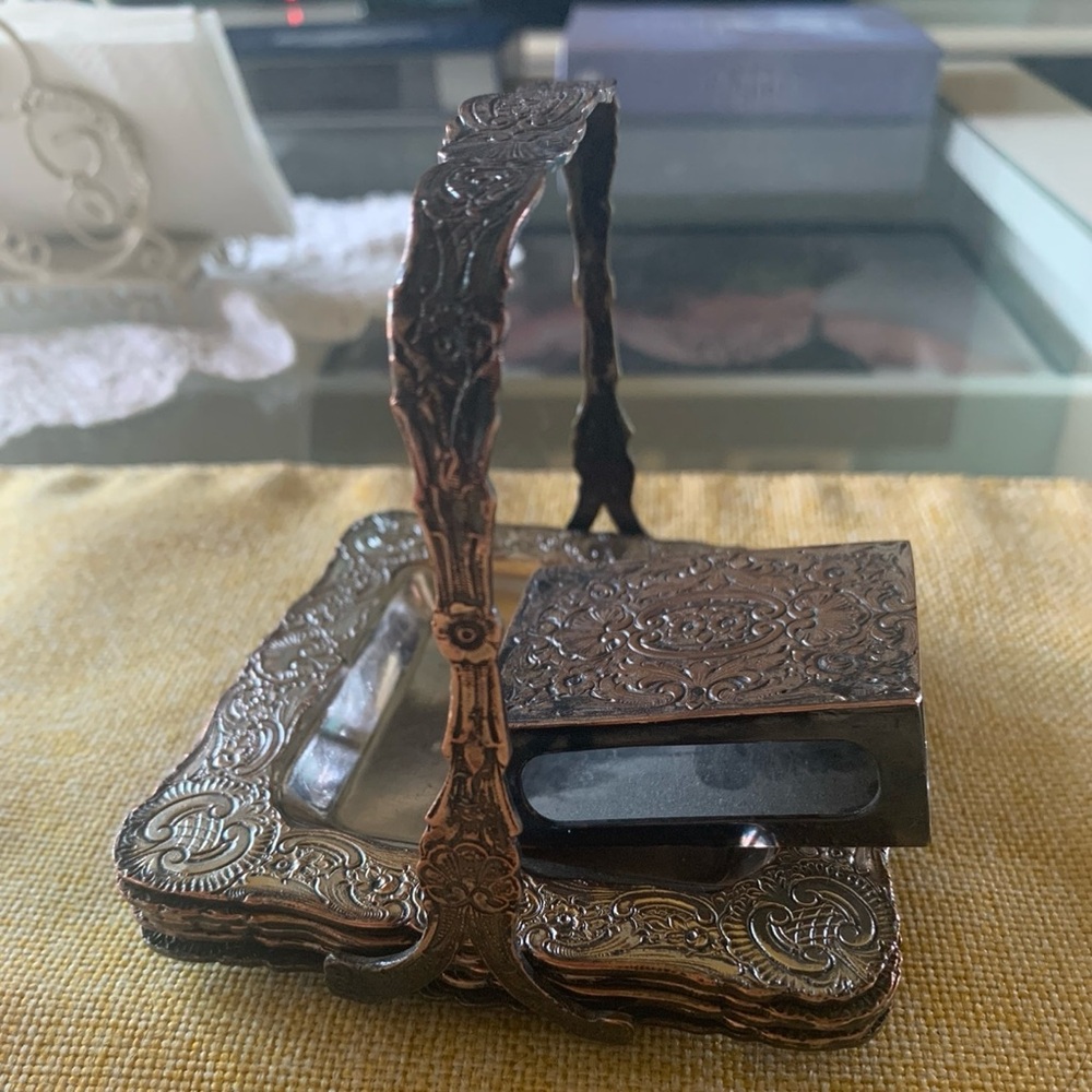 RARE Edwardian Ladies Parlor Ashtray Set w/ Match Box Holder by E.C. Webster&Son - Picture 3 of 16